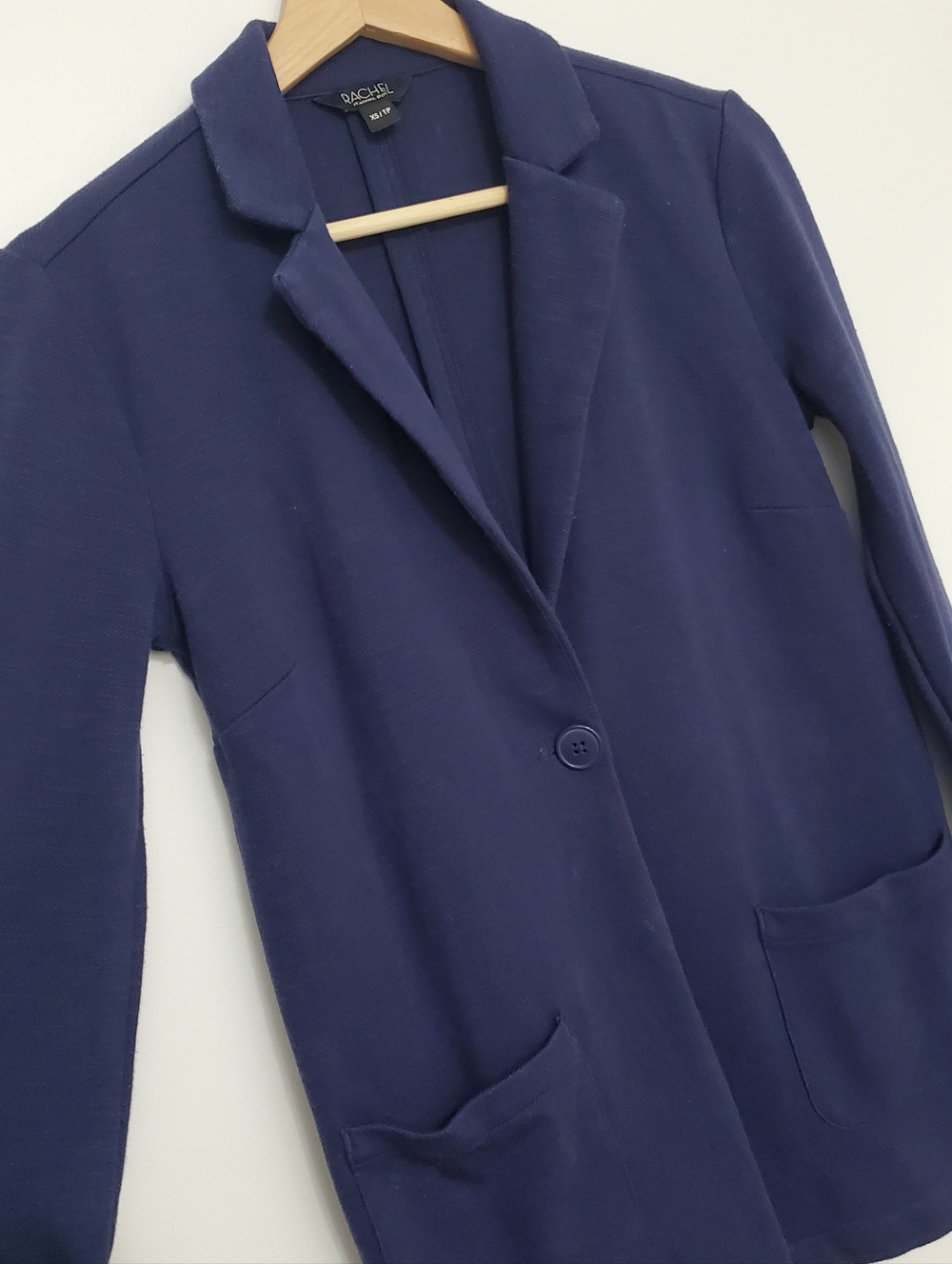 Rachel Roy XS Blazer Cotton Navy Button Collar Sweater Office Business Causal